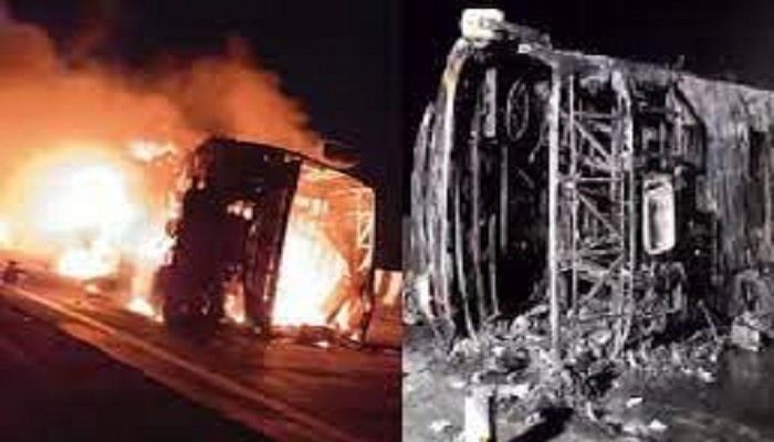 Maharashtra: बस का टायर फटने से डिवाइडर से टकराई और फिर लगी आग, 26 लोगों की जलकर मौत